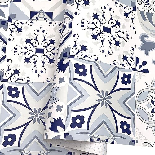 Miniatura 8 de y - Revestimiento de porcelana retro para estanterías de papel despegable, adhesivo extraíble para cajón, decoración de encimera, impermeable, 17.7