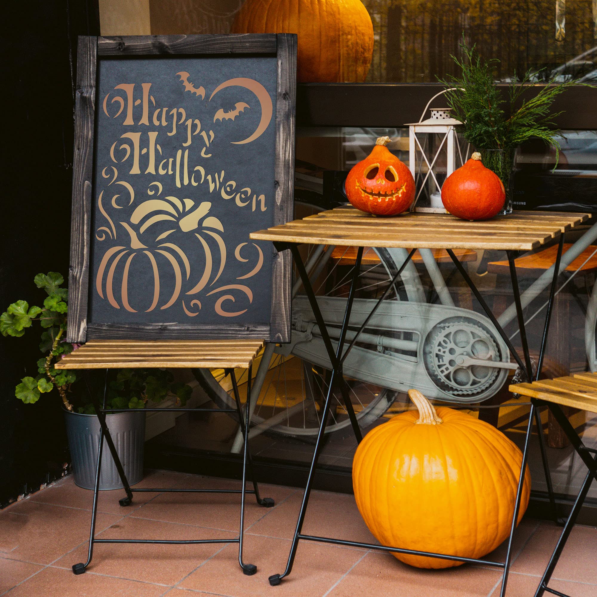 NAKLEO Halloween Large Painting Stencil 43x64cm, Pumpkin Happy Halloween Inscription Pattern - Image 3