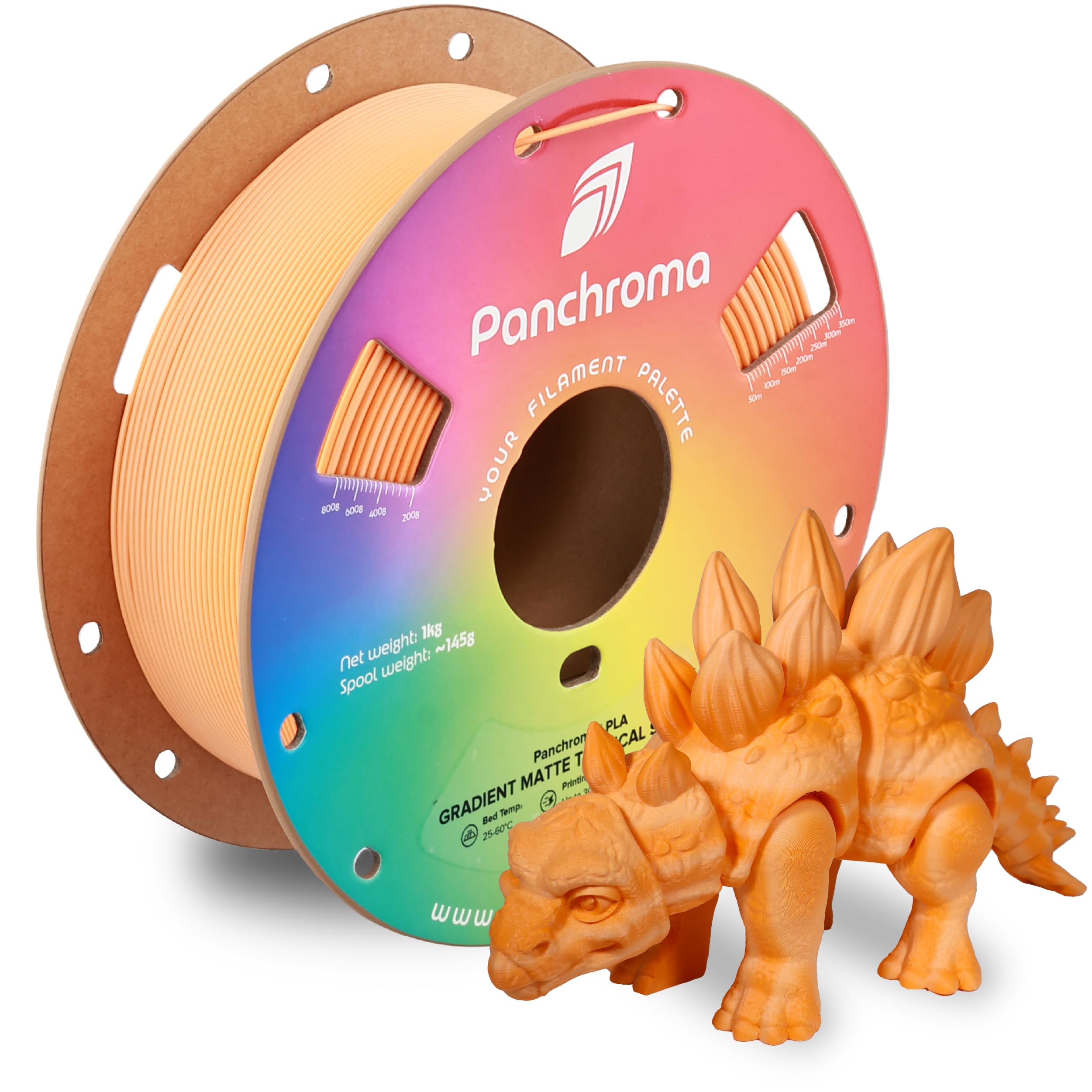 Polymaker Panchroma Gradient Matte PLA Filament, Multicolor Gradient Matte Orange and Pastel Orange 1.75mm 3D Printing Filament, 3D Printer PLA