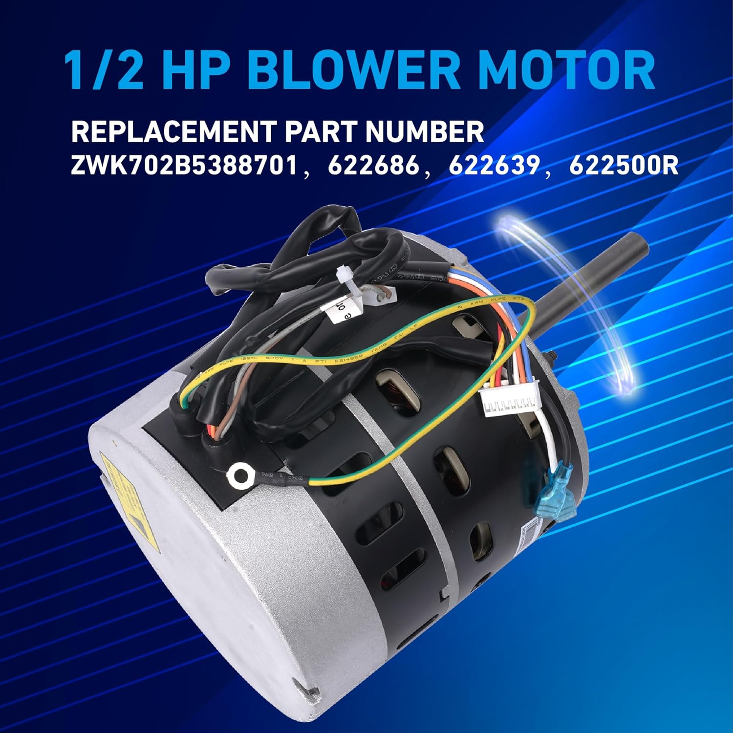 622686 Blower Motor 1/2 HP, ZWK702B5388701 Furnace Blower Motor, Compatible with Nortek Nordyne Intertherm Miller Maytag Frigidaire Gas Furnace, Replaces 622686 622639 ZWK702B5388701