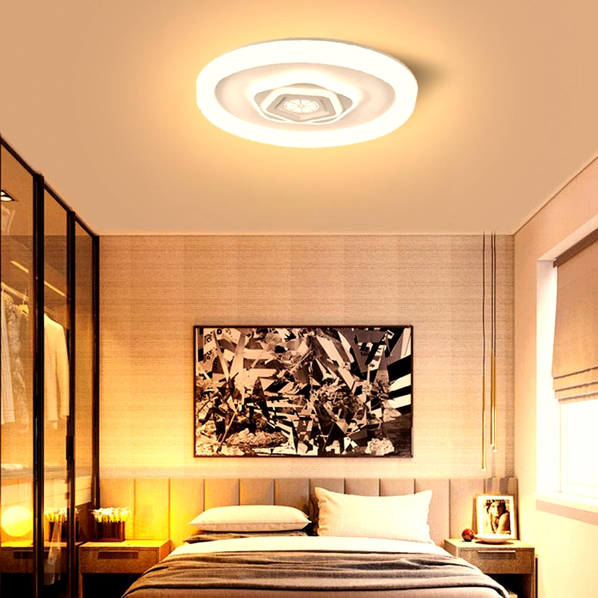 V.MAX 475 x 55mm Flush Mount LED Ceiling Light - SMD 72W | 6700Lm 3 Color Temperature Adjusting Dustproof Ceiling Lamp | Modern Ceiling Light Fixture (Round)