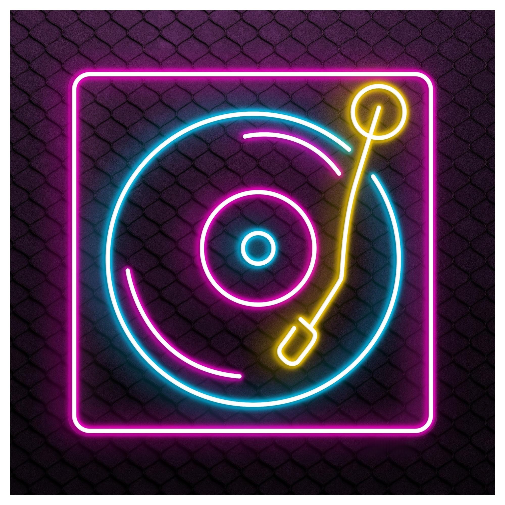 RONGCH Hanging Art Signs Vinyl Record Neon Sign, Suitable for Player Shop Decor with Brightness Adjustable 50cm
