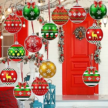 Hanging christmas balls outside Outlet