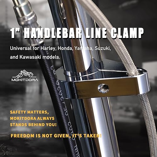 Vista 26 de MoKitDora Abrazadera de cable de acelerador de embrague de montaje en manillar o marco de 1.25" o clips de línea de freno para Harley, cromo