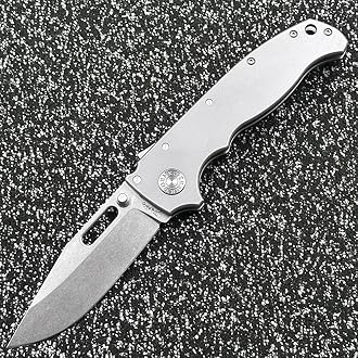 DEMKO Cold Steel Large Shark AD20 Titanium/Carbon Fiber Handle Bearing Outdoor Folding Knife Camping Survival Sharp Tactical Anti-Body EDC Tool Knife (Plain Clip Point Blade)