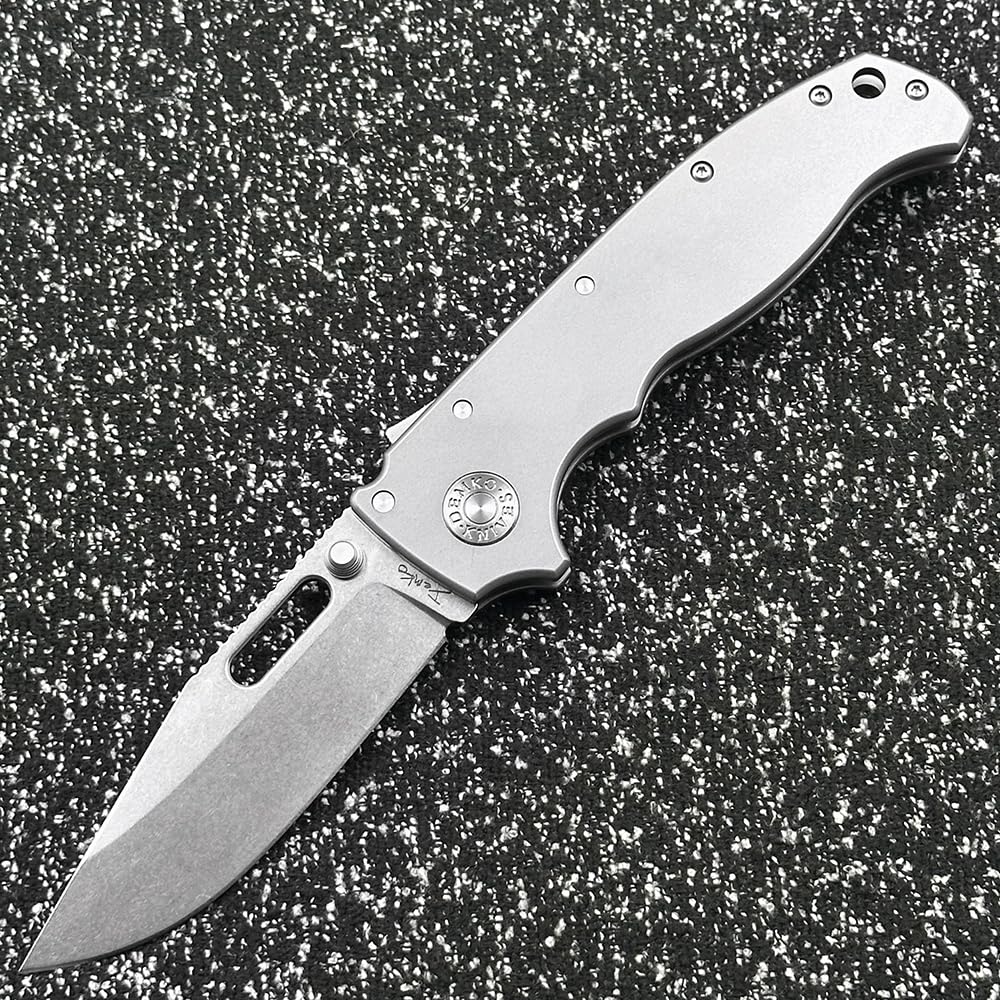 DEMKO Cold Steel Large Shark AD20 Titanium/Carbon Fiber Handle Bearing Outdoor Folding Knife Camping Survival Sharp Tactical Anti-Body EDC Tool Knife (Plain Clip Point Blade)