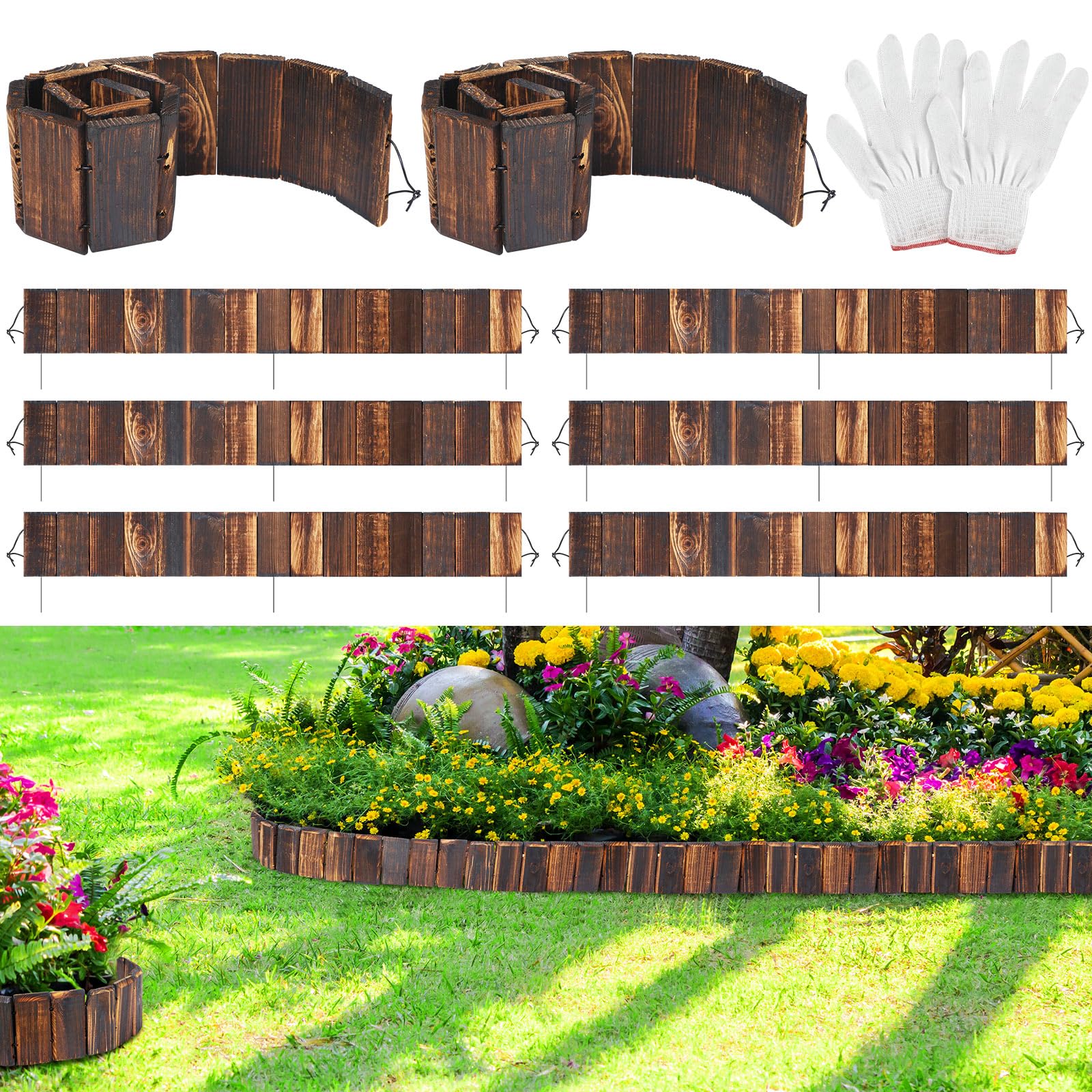 Amazon.com : Suzile 8 Pcs Wooden Garden Edging Border, 4x30'' Wood