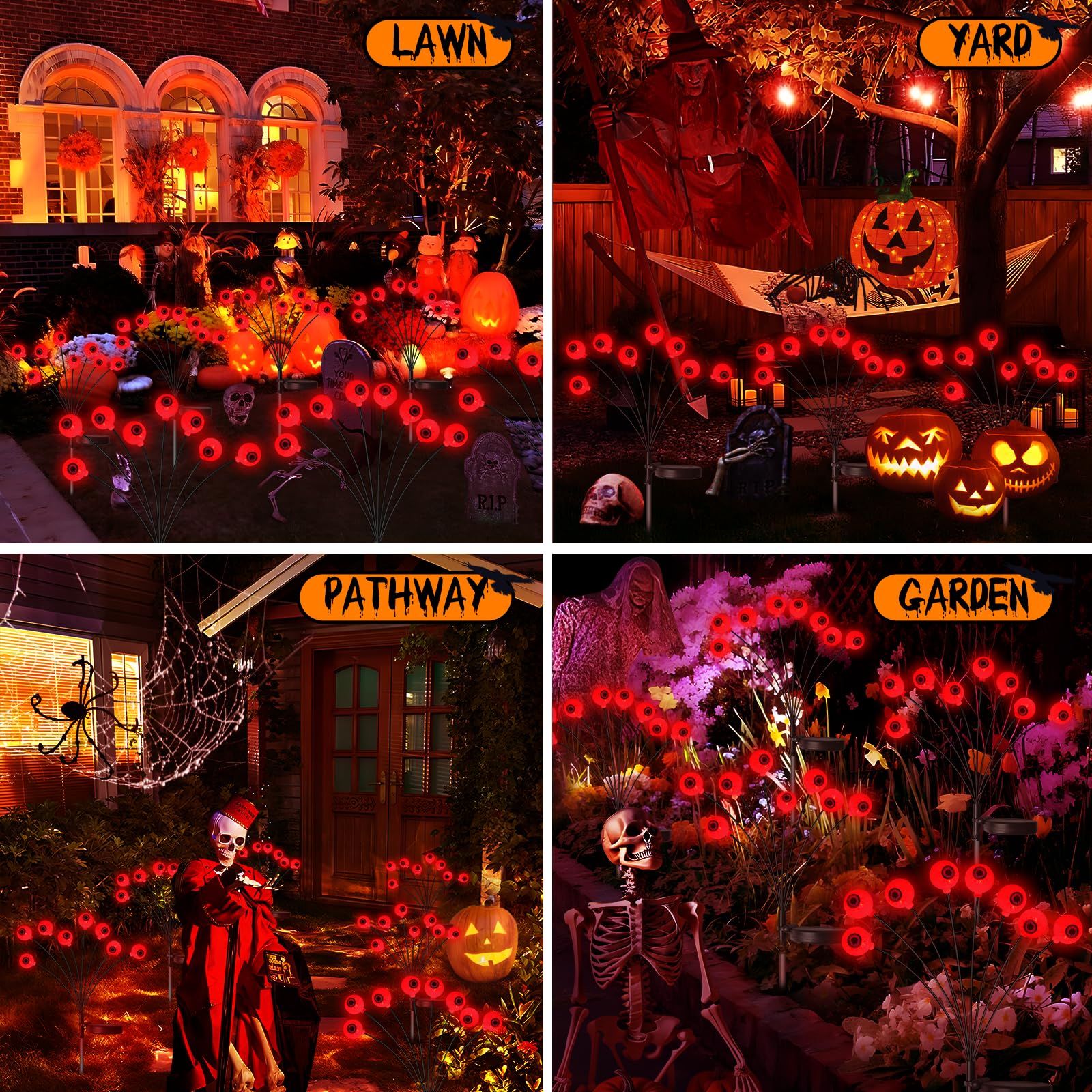 Confezione da 2 luci solari per esterni, impermeabili, per Halloween