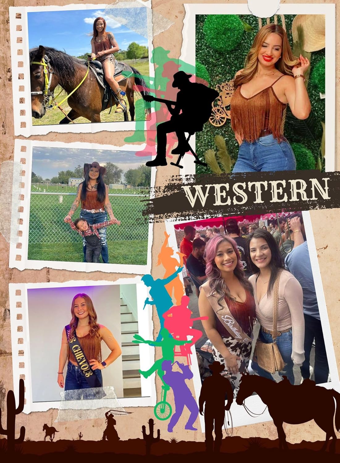 Western Cowgirl Fringe Top for Women - Country Concert Outfits Festival Tassel Hem Boho Rodeo Dress Rave Tank Shirt - Image 6