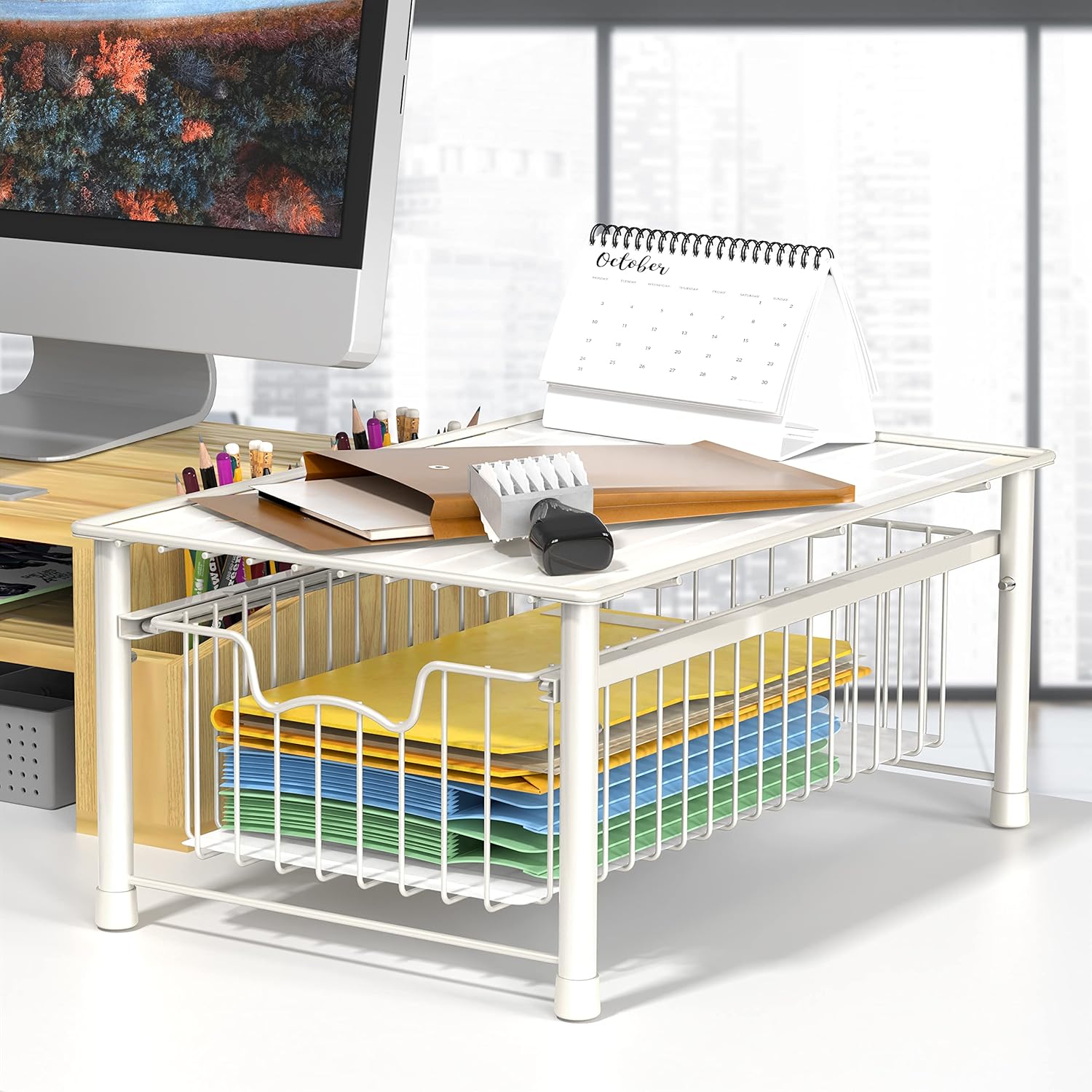 Simple Houseware Stackable Basket Drawer, White - Image 4