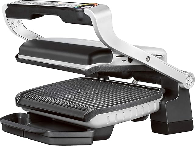 Tefal Optigrill GC705D Inteligentny grill, 6 programów automatycznych, dostosowuje temperaturę + cykl grillowania, do potrawy przeznaczonej do grillowania, płytki nieprzywierające, 2000 W, 30 x 20 cm