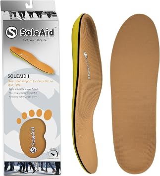Soleaid Insoles I, Plantar Fasciitis Insoles with Semi-Flex Arch Support, USA Made Foot Orthotics for Foot Pain Relief and Mild Pronation Women 11-11.5 / Men 9-9.5