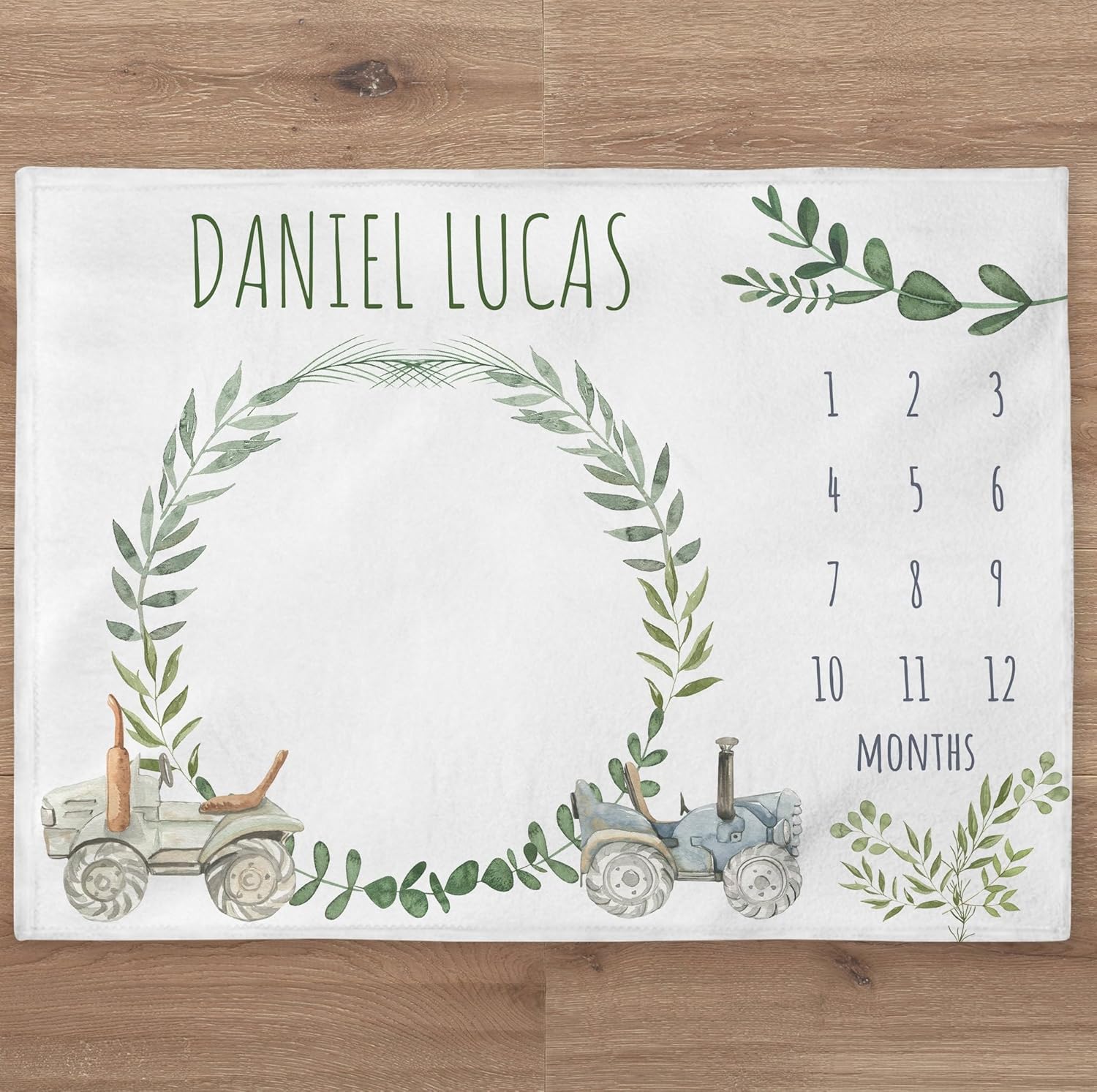 Tractor Milestone Blanket Personalized Baby Boy Month Blanket Farm Nursery Custom Growth Newborn Calendar Tracker New Mom HHQ63_BLKBB018_9