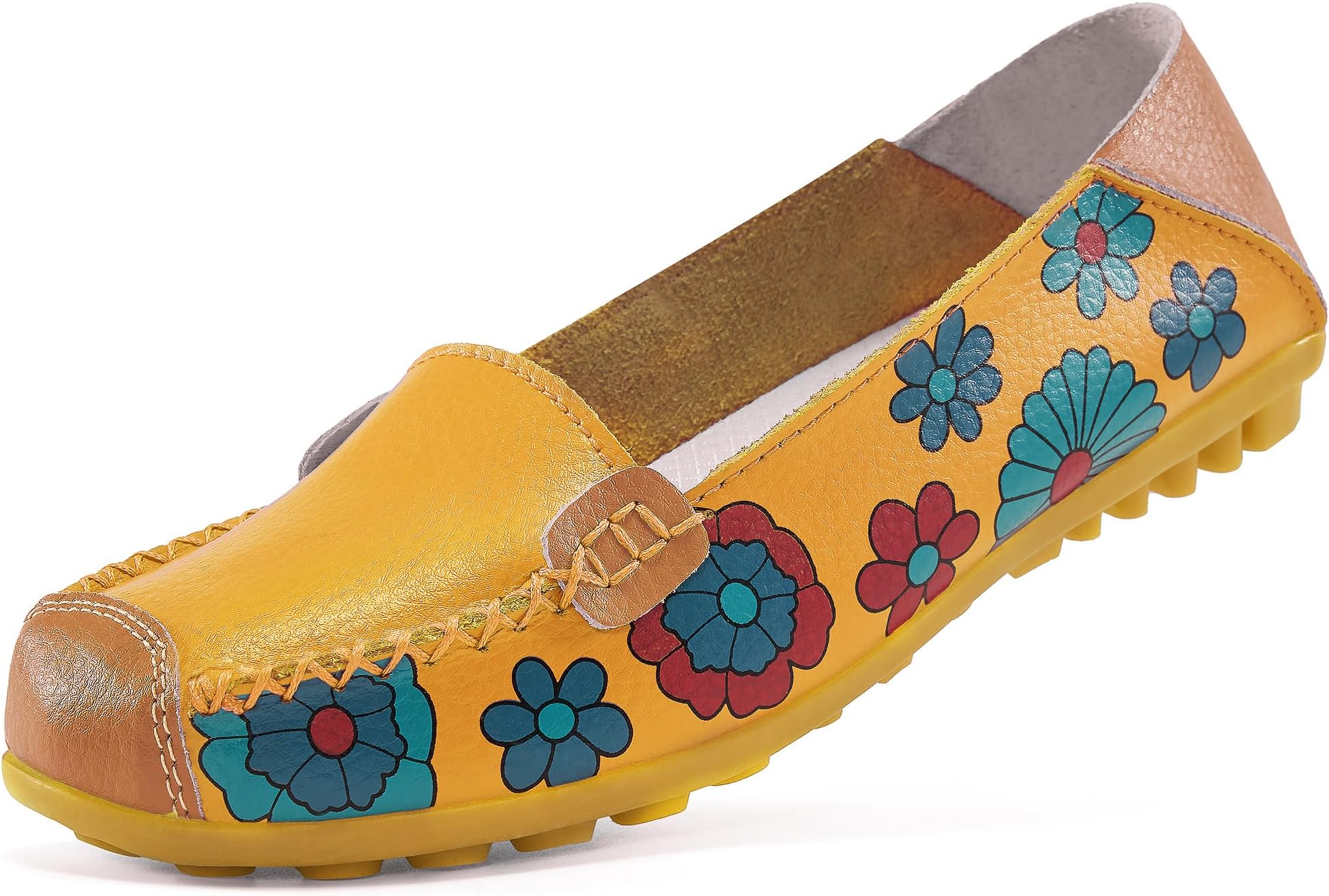 AblanczoomWomens Loafers Flats Shoes: Women Comfortable Soft Floral Print Dress Loafer Casual Slip on Walking Driving Shoe