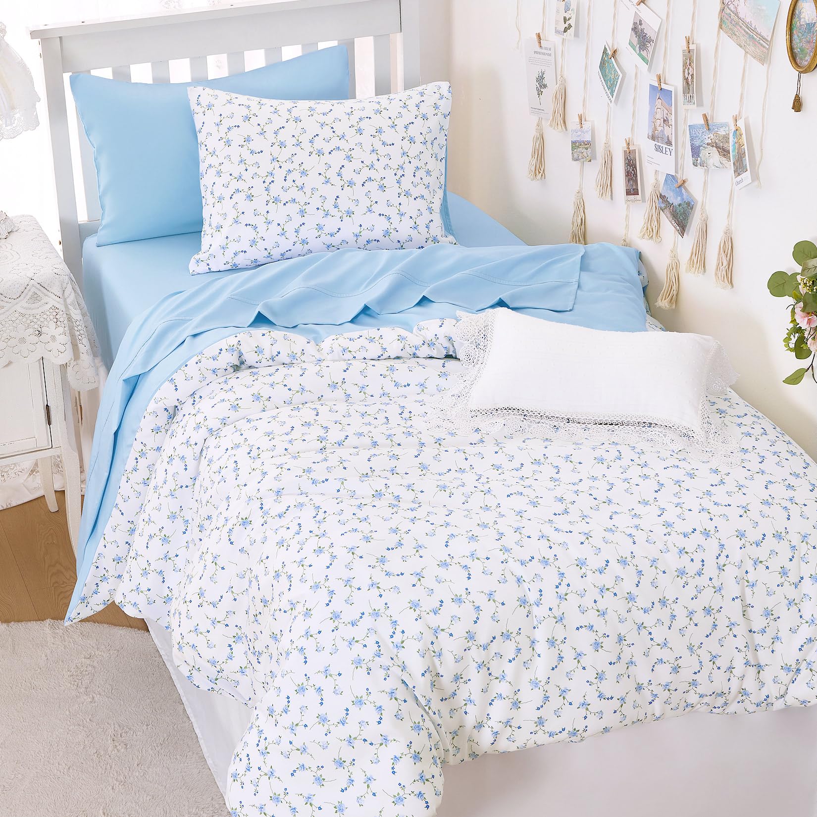 Wake In Cloud Floral Comforter Set - Cottagecore Pink -9 Wake In Cloud Floral Comforter Set - Cottagecore Pink -9