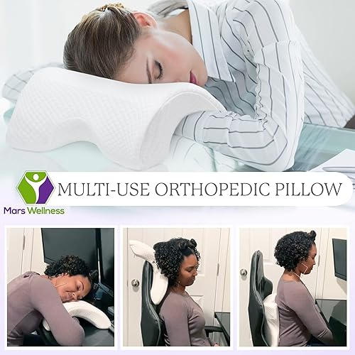Miniatura 5 de MARS WELLNESS Almohadas para dormir para parejas  Almohada en forma de X para dormir y dormir cómodamente la siesta  Almohada en U de viaje de