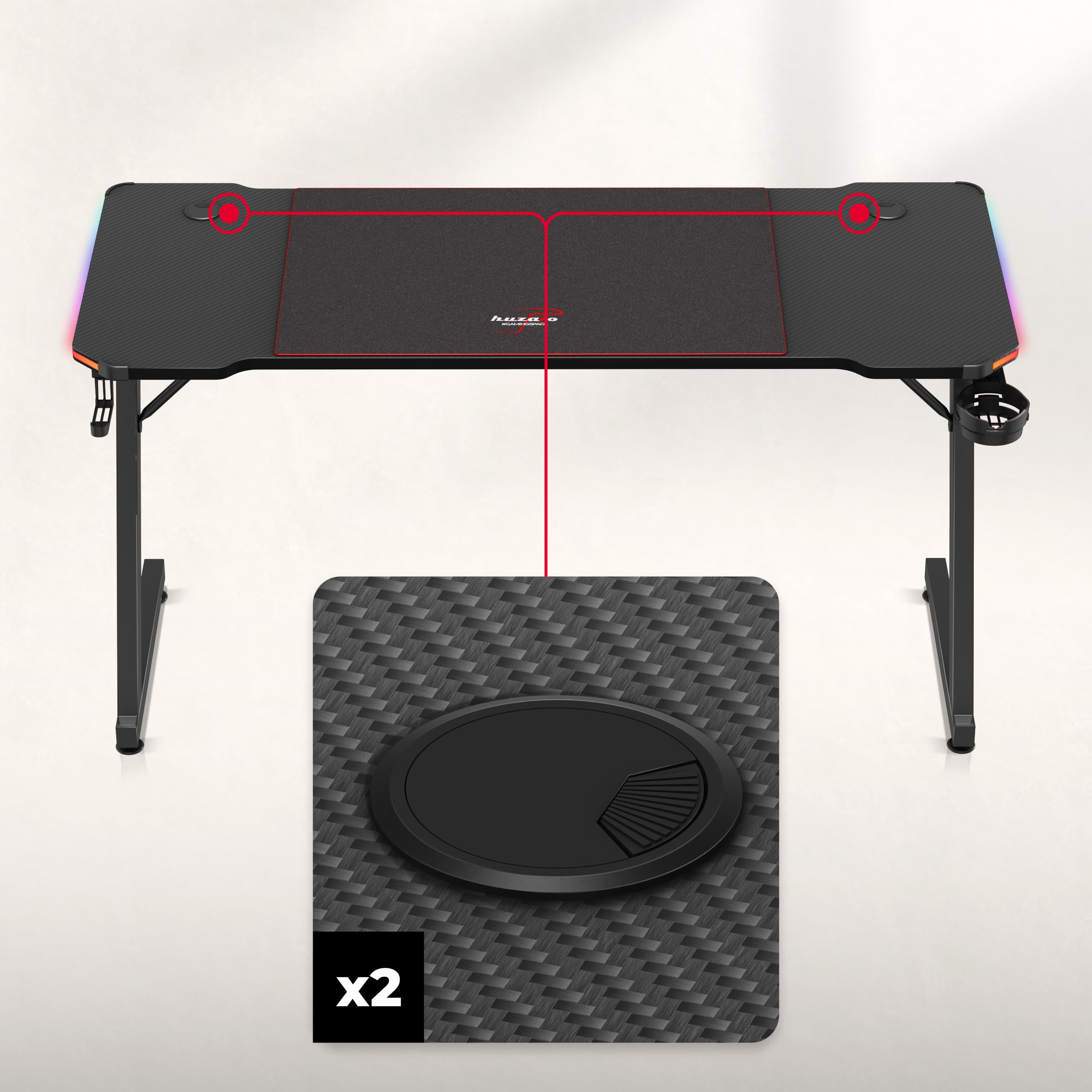 huzaro Hero 3.3 RVB, Eclairage LED, Tapis de Souris, Crochet pour Casque