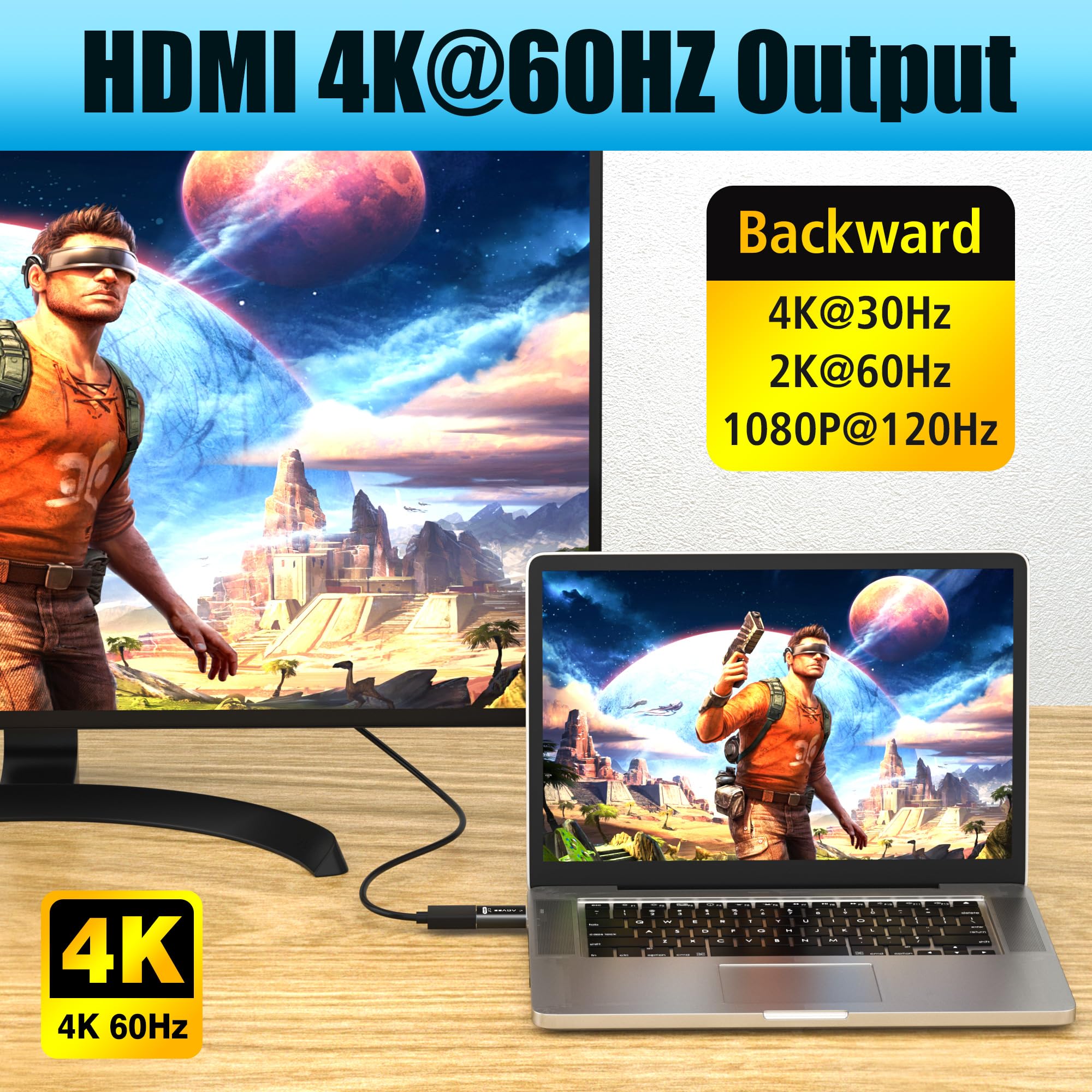 AGVEE Lot de 2 adaptateurs DisplayPort vers HDMI 4K @ 60 Hz, coque en alliage, convertisseur DP Displayport PC vers HDMI, rétrocompatible avec TV Full HD 4K @ 30 Hz 1080p @ 120 Hz, unidirectionnel