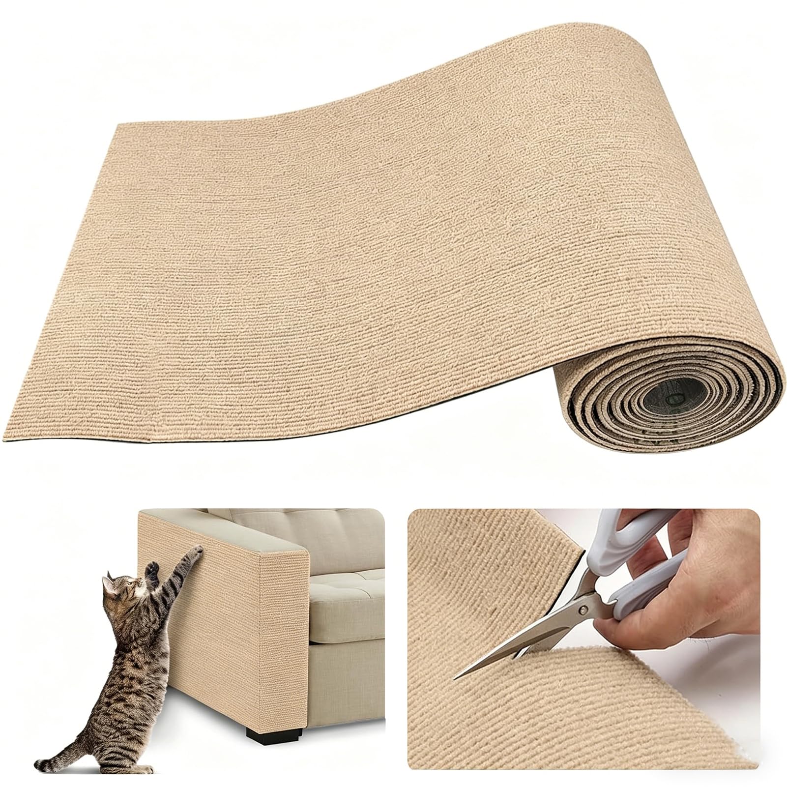Trimmbare Selbstklebend Kratzteppich Katze Wand kratzschutz Sofa Katze Schutz Katzen kratzmatte Teppich bedeckt 40X200CM Katze Couch Schutz von DIY Katze Krallen katzenteppich