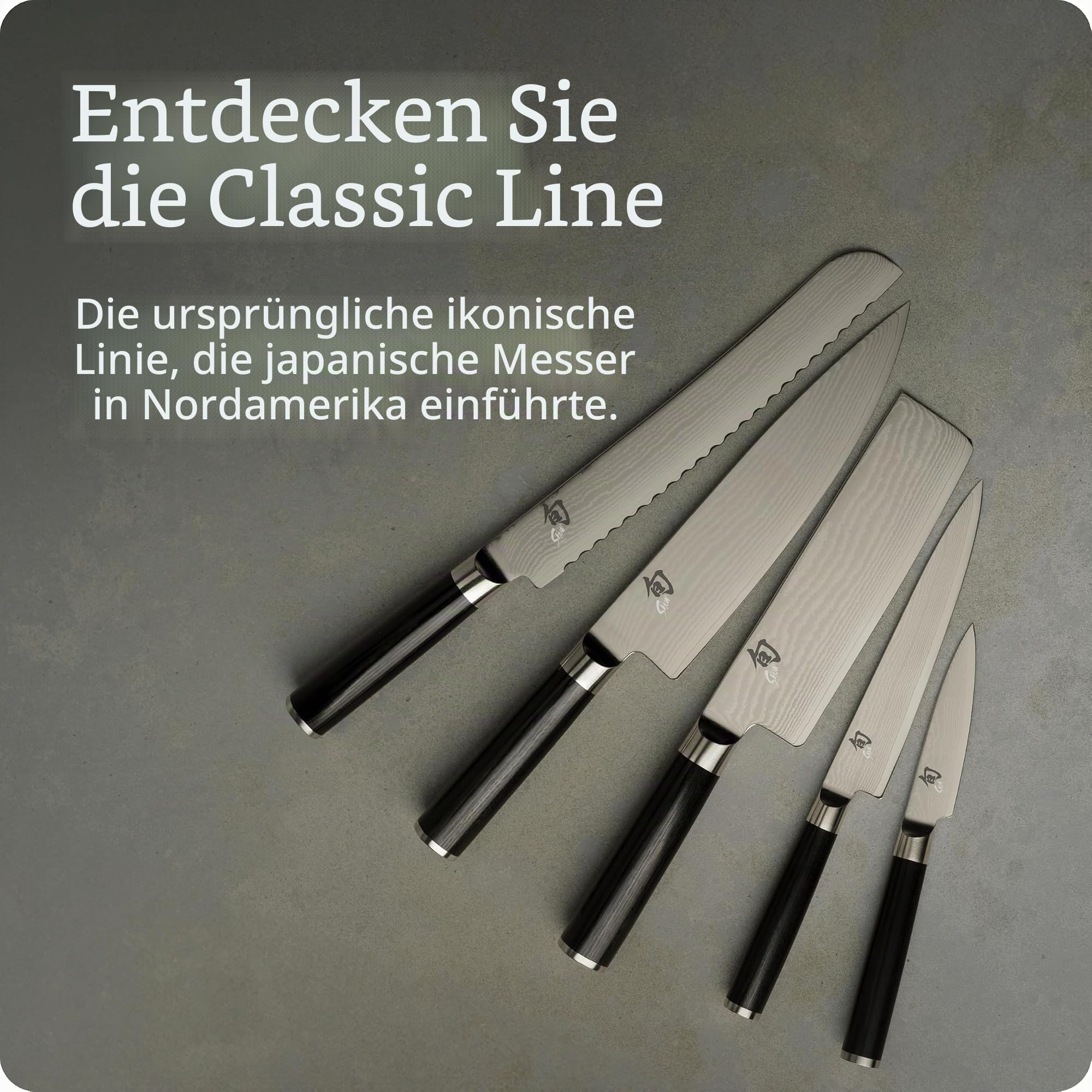 Shun KAI Classic japanisches Kochmesser 3er Set - Kochmesser 20 cm Klingenlänge + Allzweckmesser 15 cm Klingenlänge + Officemesser 9 cm Klingenlänge - Damastmesser 32 Lagen VG MAX Kern - Pakkaholz