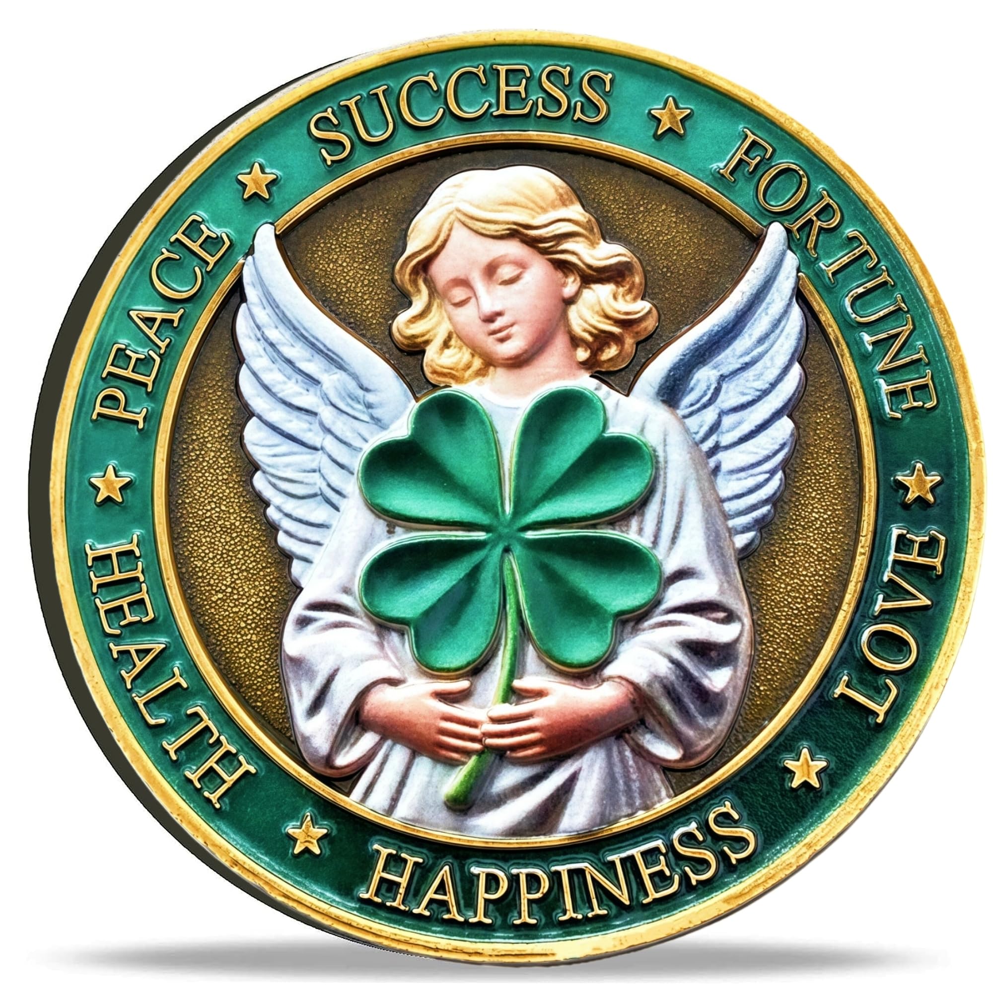 Amazon.com: Good Luck Coin with Elephant, 4-Leaf Clover & 777