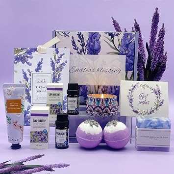 Pamper Birthday Gifts for Women,Unique Friend Gifts for Her, Lavender Self Care Get Well Soon Sleepwell Gifts for Mum Sister Wife Teacher, Relaxed Spa Bath Set Present Graduation Thank You Gift