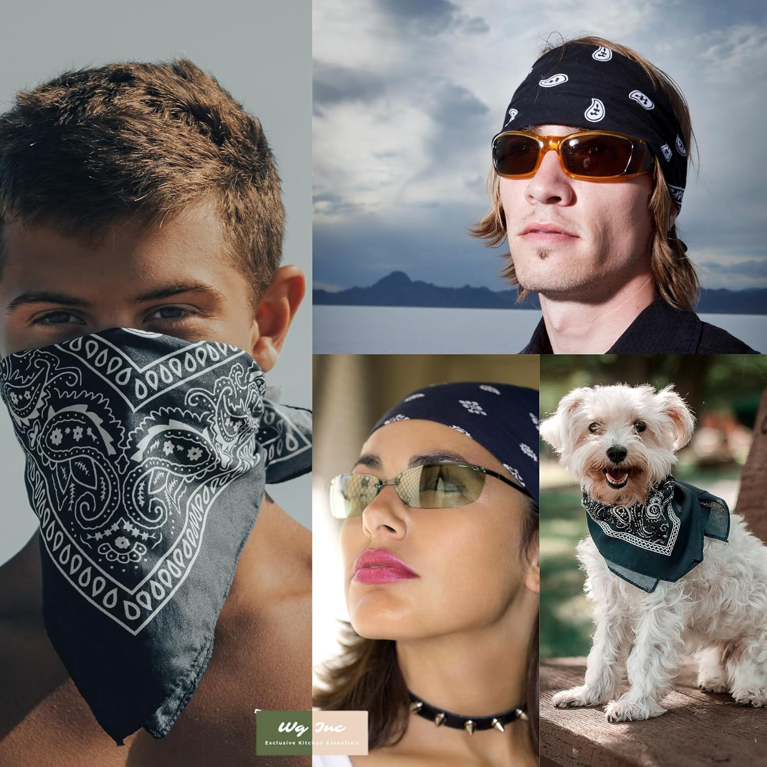 100% Cotton Bandana, 12 Pack, Black Bandanas for Men, Multi Purpose Bulk Bandana Bikers Headband, 21 X 21 Inches, Unisex soft Bandanas - Image 5