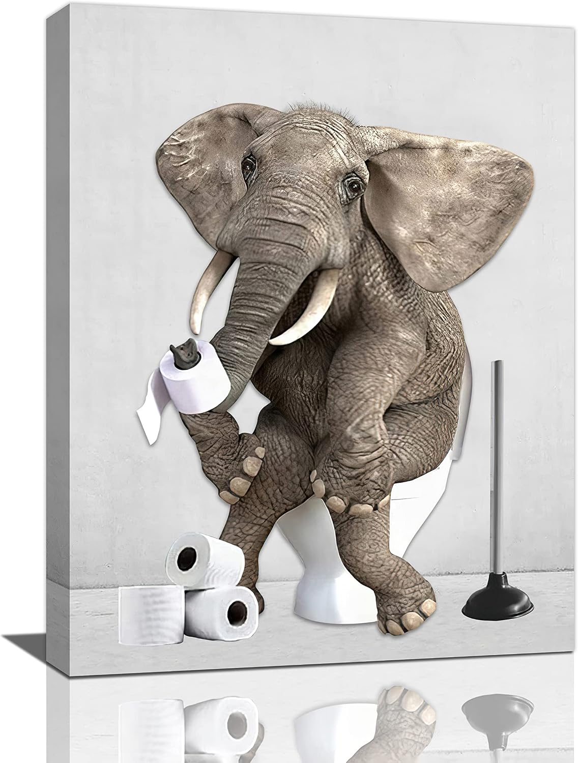 Amazon.com: wsradto Farmhouse Funny Bathroom Elephant Wall Art Rustic ...
