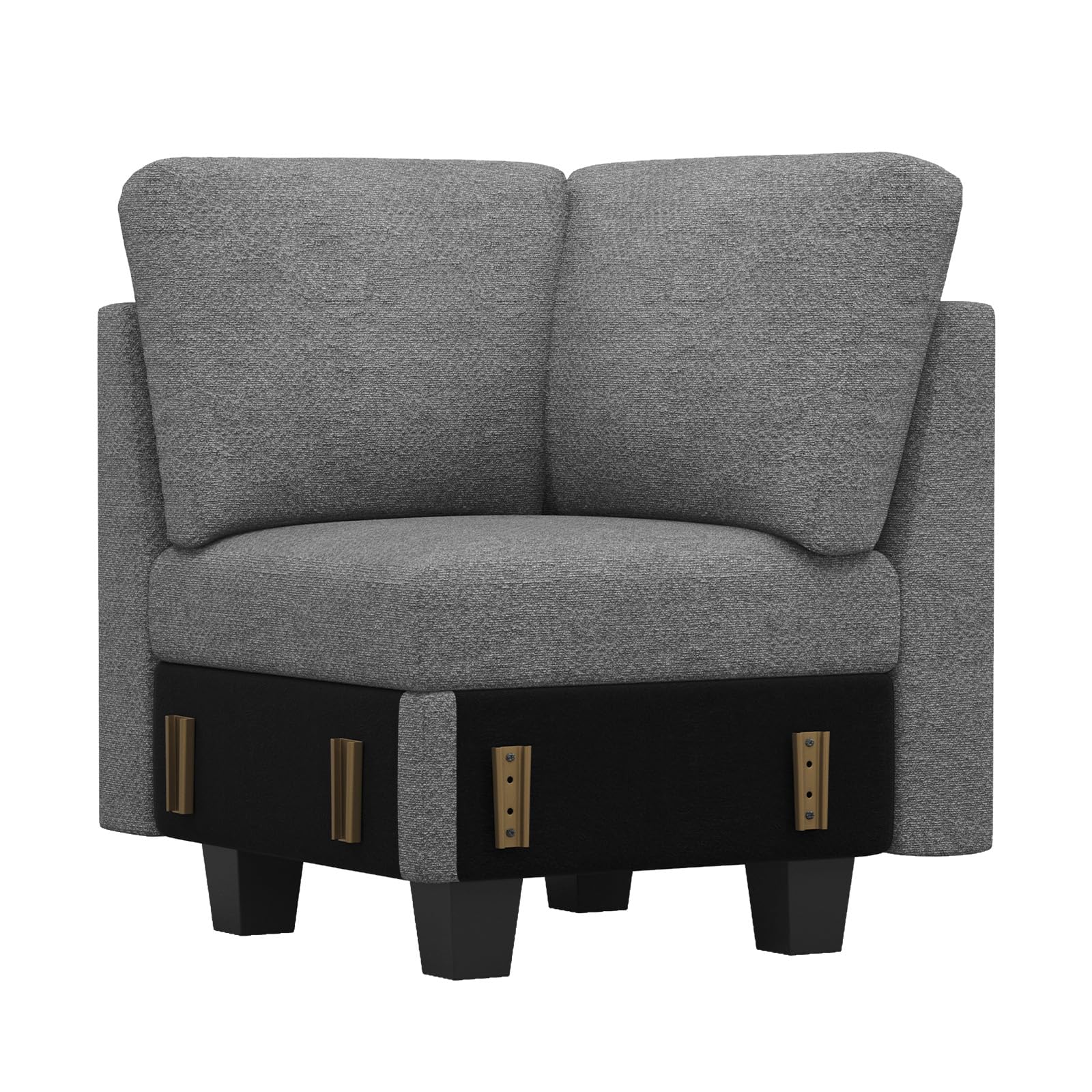 Belffin Chenille Corner Seat for Modular Couch. Sectional Sofa Module. Light Grey.