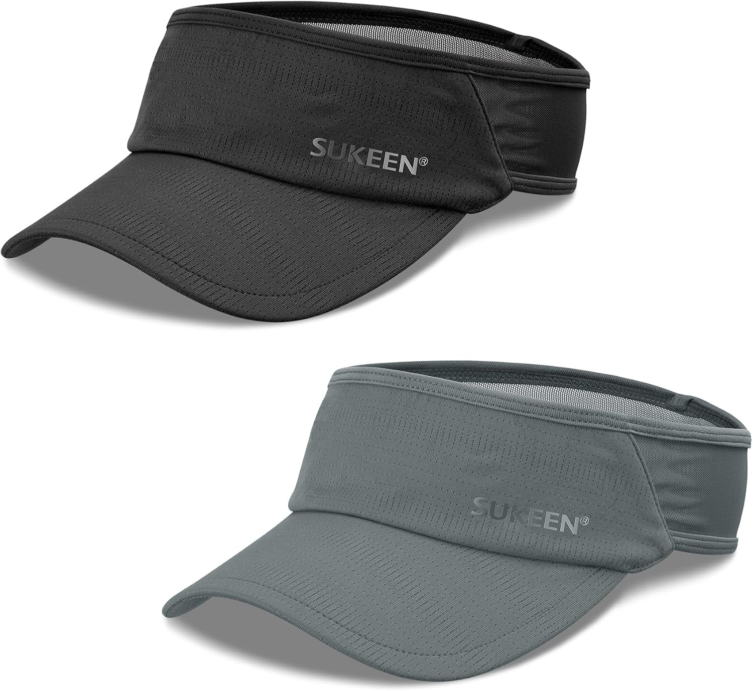 Sukeen 2 Pack Sports Sun Visor Women Men Lightweight Packable Stretchy Visor Hat for Golf, Tennis, Running