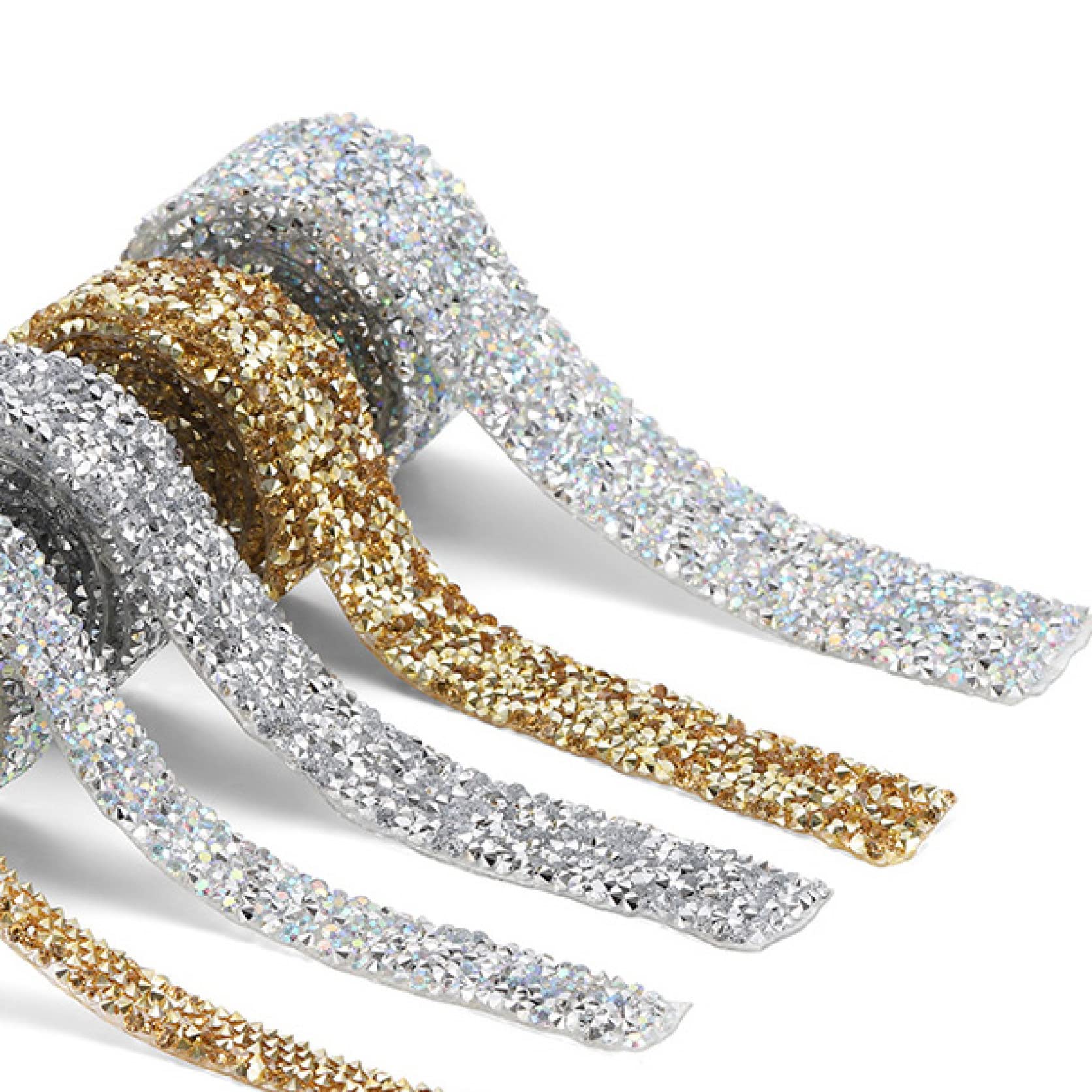ACiyD Yard Hinestones Trim Multi-Size Buntes Band mit auf Applikation glänzendem Kristall-Strassband für DIY-Schmuck (Color : Color 2, Size : 3.0cm-1 Yard)