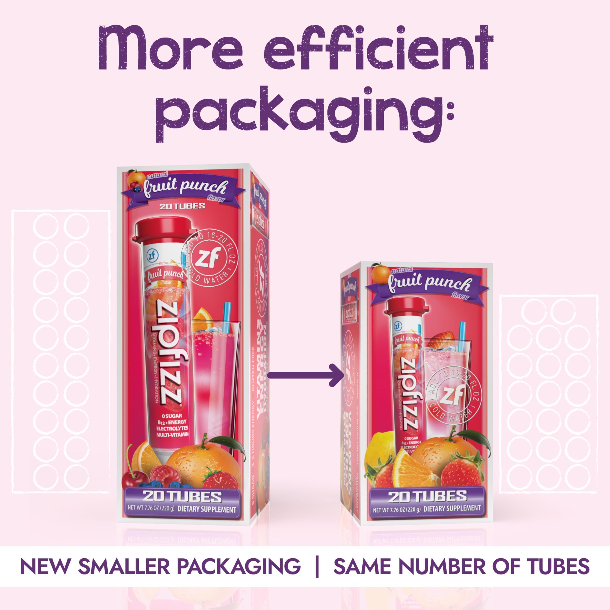 Zipfizz Healthy Energy Drink Mix, Fruit Punch, 20 Count