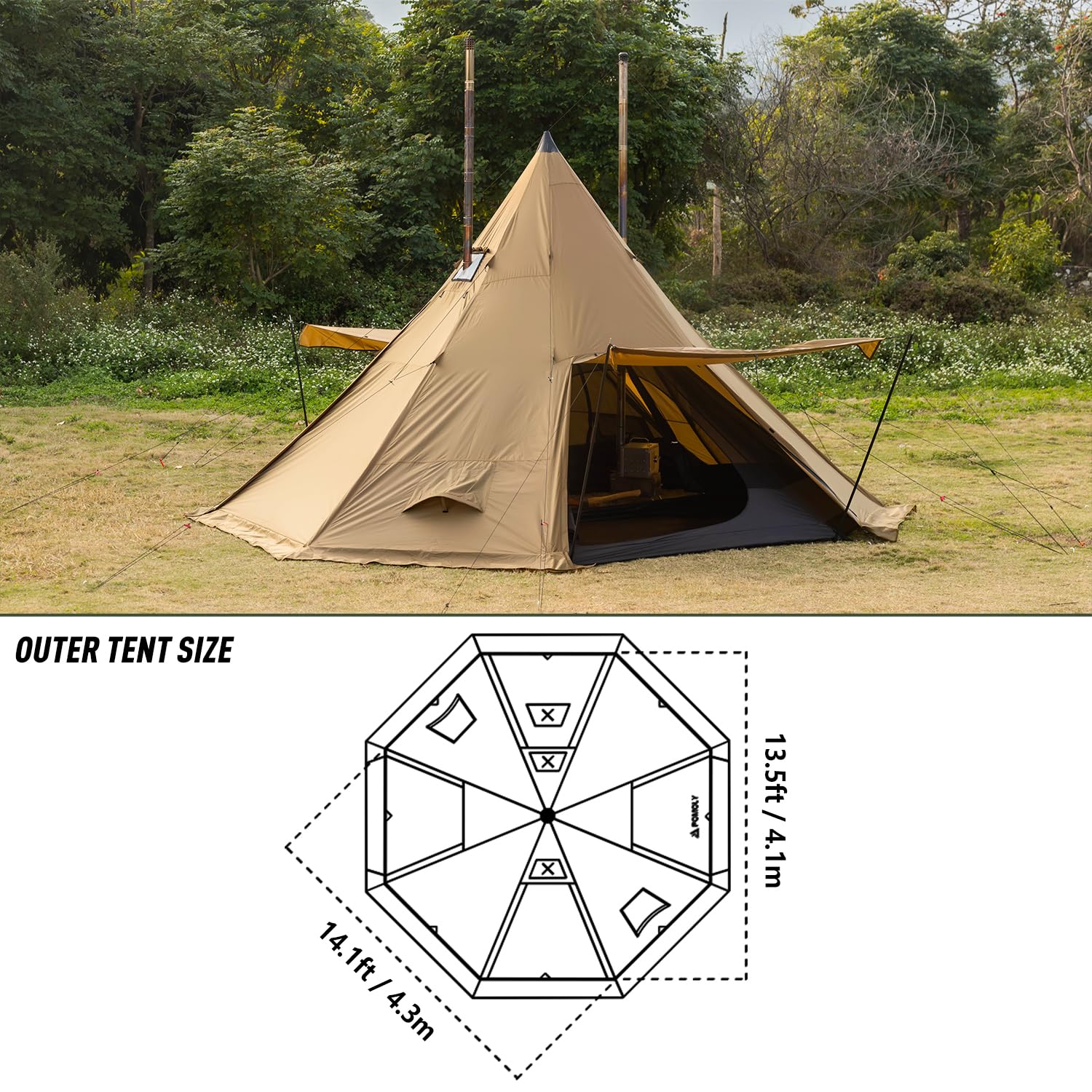 Amazon.co.jp: POMOLY (ポモリー) Tipi テント キャンプ ホットテント
