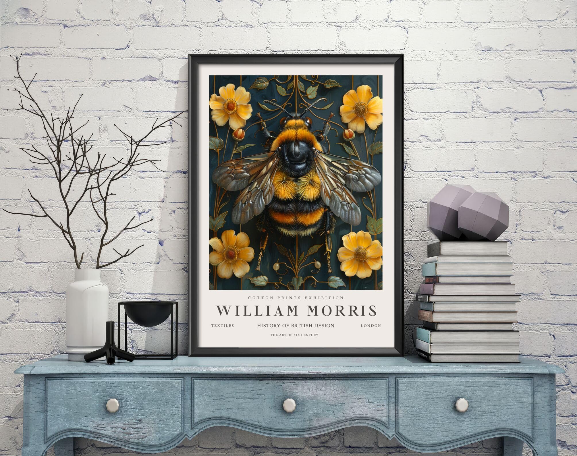 William Morris Bumblebee Print, William Morris Exhibition Print, William Morris Poster, Vintage Wall Art, Textiles Art, Vintage Poster (173c) A2