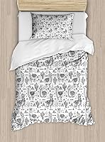 Vista 66 de Ambesonne Juego de funda de edredón de pesca, lubina de boca grande atrapando un bocado en espray de agua, imagen salvaje, juego de cama decorativo