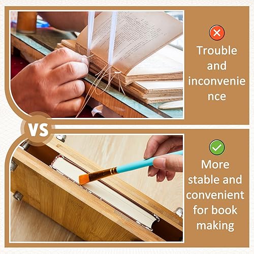 Miniatura 5 de Sasylvia Prensa portátil de madera y bambú para encuadernación (11.6 x 7.9 pulgadas)