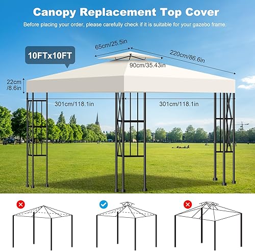 Miniatura 5 de Cubierta superior de repuesto para toldo de 10 x 10 pies, cubierta de repuesto para cenador de doble nivel para uso al aire libre en tiendas,