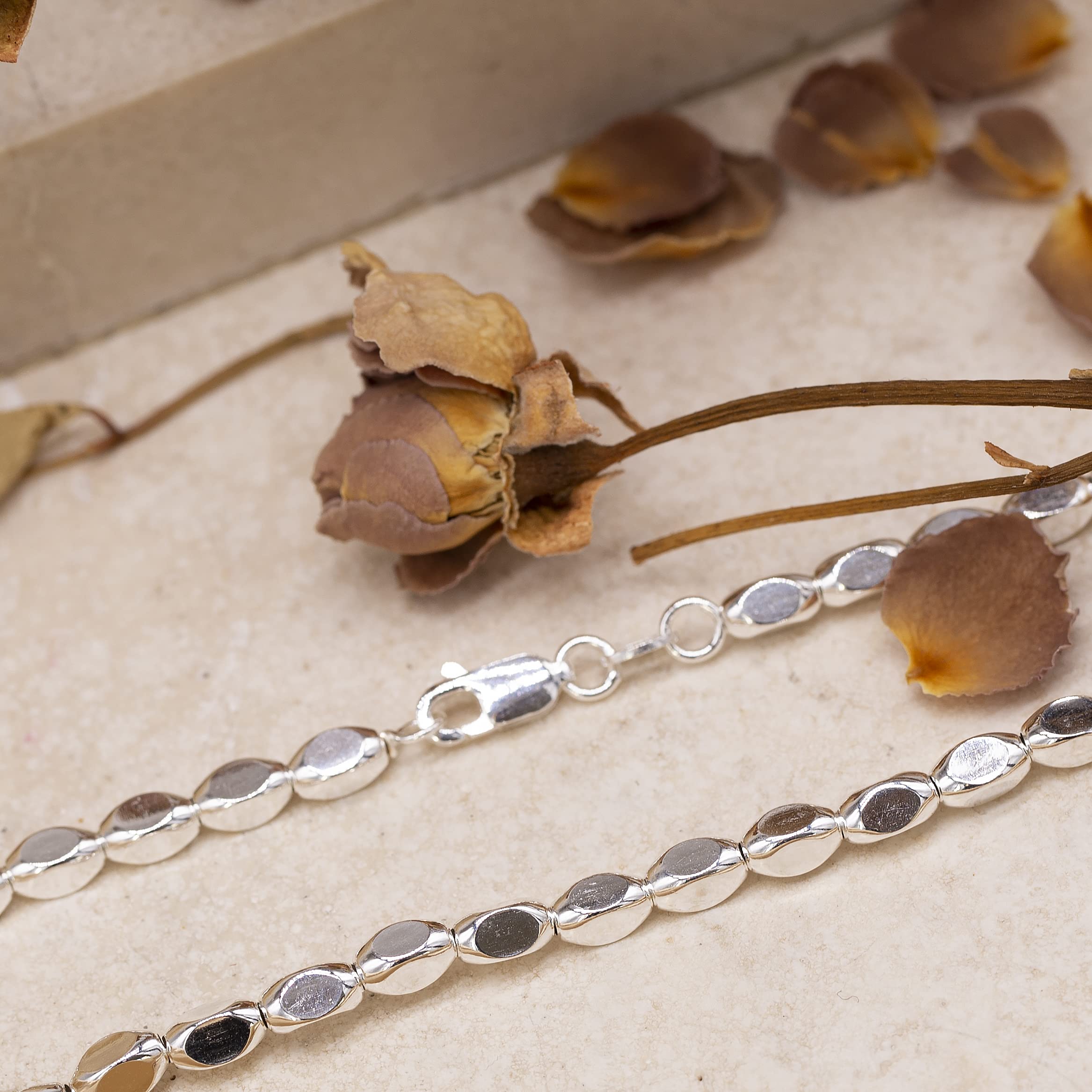 Tuscany Silver Collar/Pulsera Cuentas Rectangulares Bordes Redondeados para Mujer