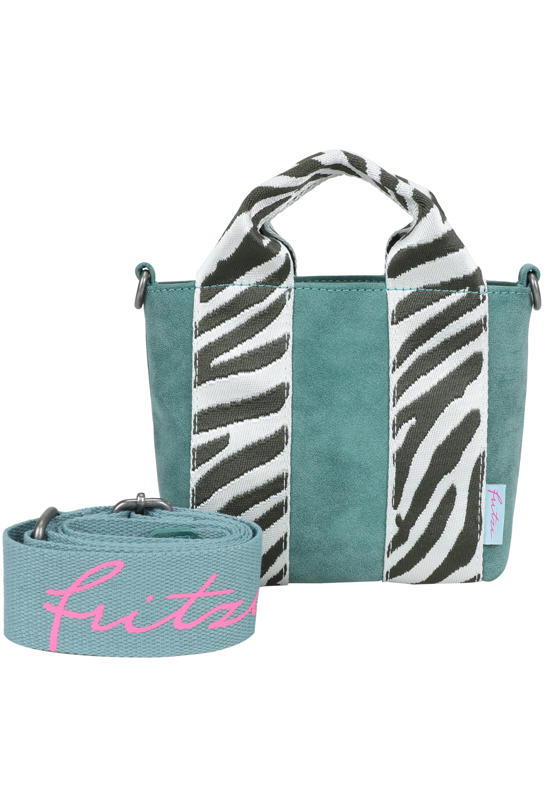 Fritzi Bini Umhängetasche Kunstleder Damen Crossbody Handtasche Festival City vegan verstellbarer Webbing-Gurt 15,5 x 20 x 7 cm – Schwarz, Grün, Pink, Beige, Gelb