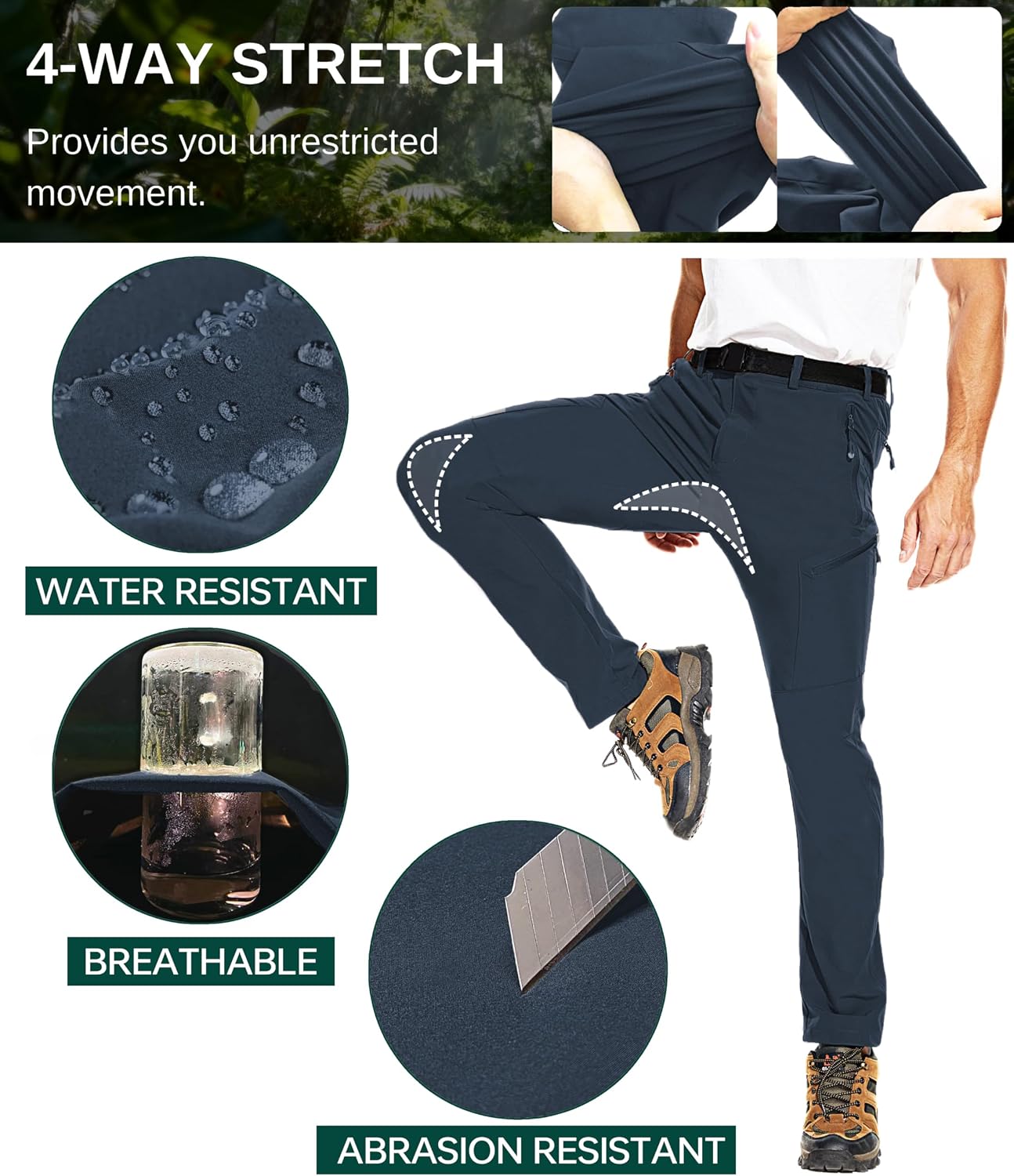 NATUVENIX Hiking Pants Men Lightweight Mens Travel Pants Stretchy Work Pants for Men Quick Dry Fishing Pants Outdoor