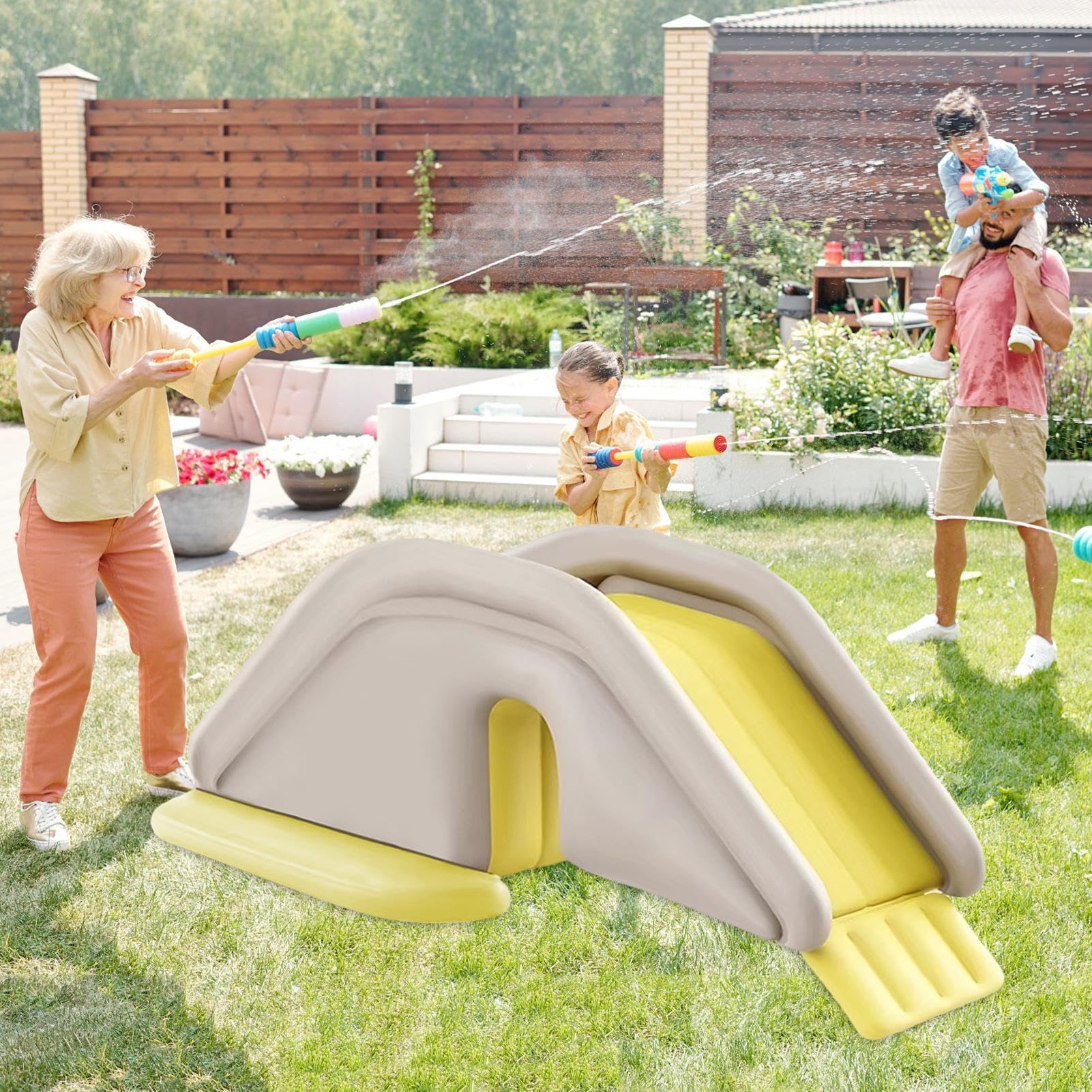Teksome Scivolo per piscina, Scivolo gonfiabile per piscina | Scivolo per piscina portatile gonfiabile bidirezionale in PVC stabile | Centro giochi all'aperto, attrezzature per piscine divertenti per