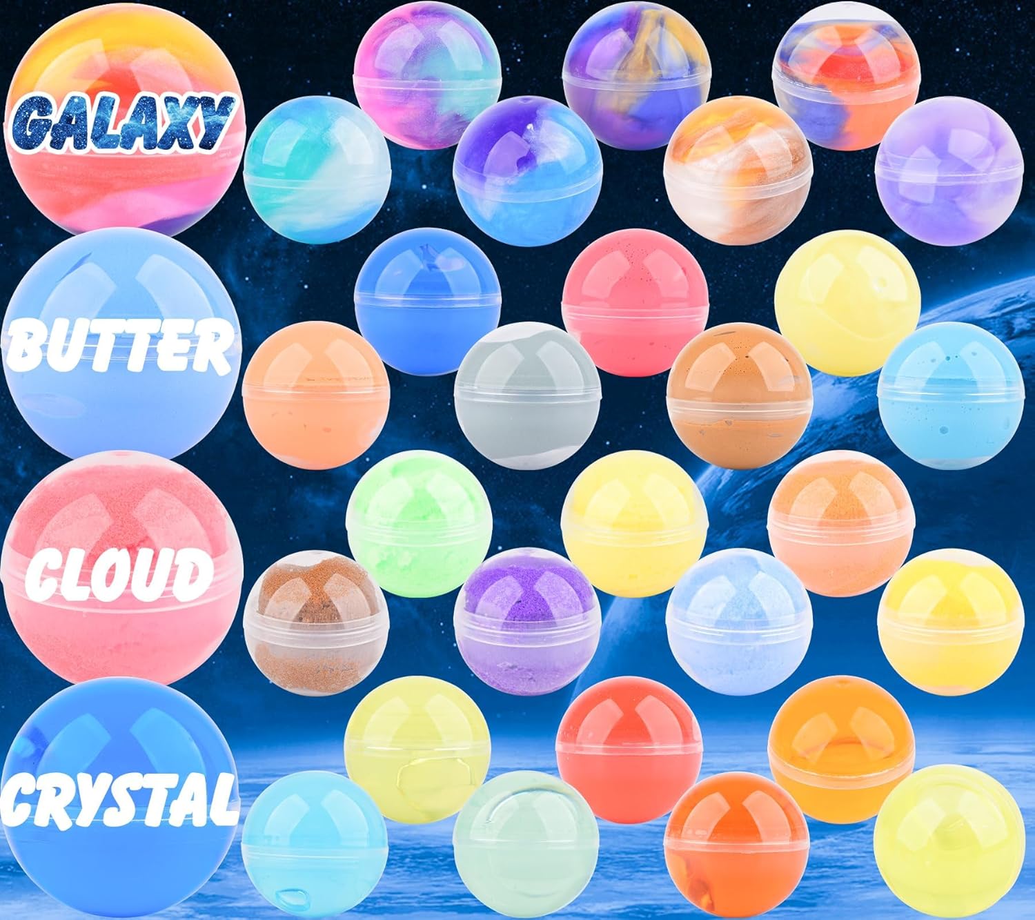32 Pack Galaxy Slime Balls for Kids, Slime Party Favor, Soft & Non-Sticky, Mess-Free, Stress Relief - Toys for Girls and Boys, Birthday Gifts, Classroom Reward, Party Supplies, Goodie Bag Stuffers