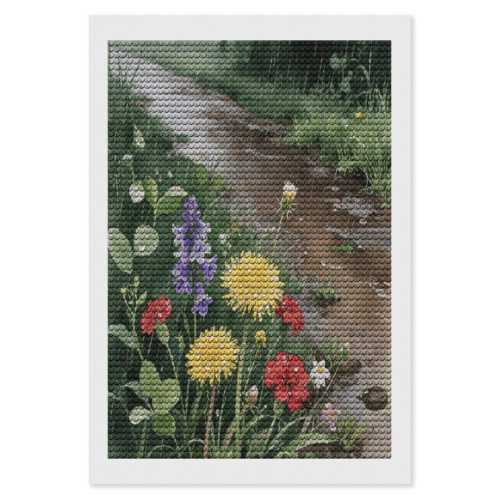 FekiLoot Wildflowers Daisy Paint by Numbers Kit for Adults Beginner DIY Diamond Dots Paintings Round Full Drill Diamond Art Kits Picture Diamond Art Painting Kits for Home Decor 8"x12"