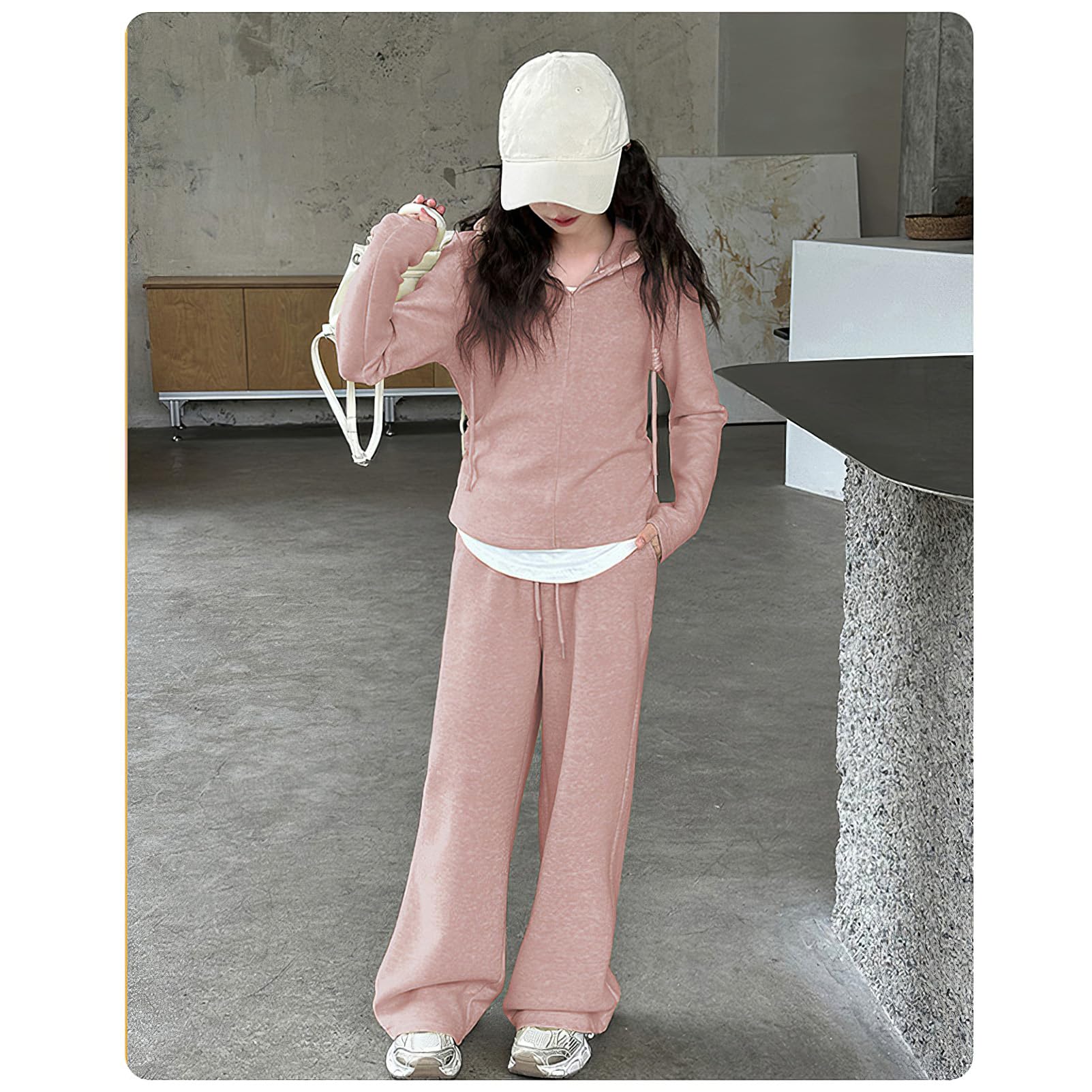 amropi Bambina Ragazze Tuta da Ginnastica con Cappuccio Felpa Cerniera e Pantaloni a Gamba Larga Set per 3-12 Anni
