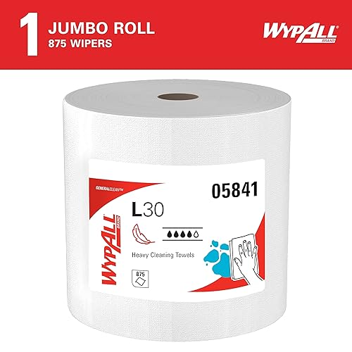 Miniatura 2 de WypAll General Clean L30 - Toallas de limpieza pesadas (05841), toallitas fuertes y suaves, color blanco, 875 toallas por rollo gigante, 1 rollo por