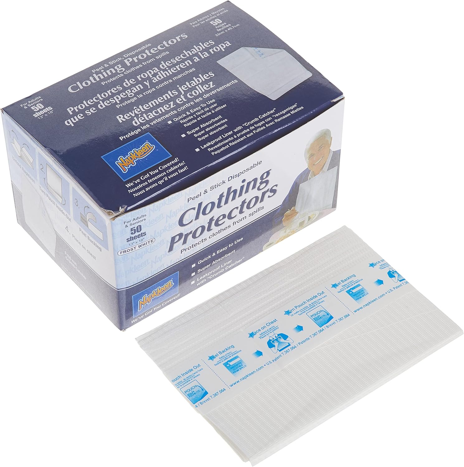 Napkleen Disposable Clothing Protectors, Peel and Stick, 50-Count (Pack of 12) : Health & Household