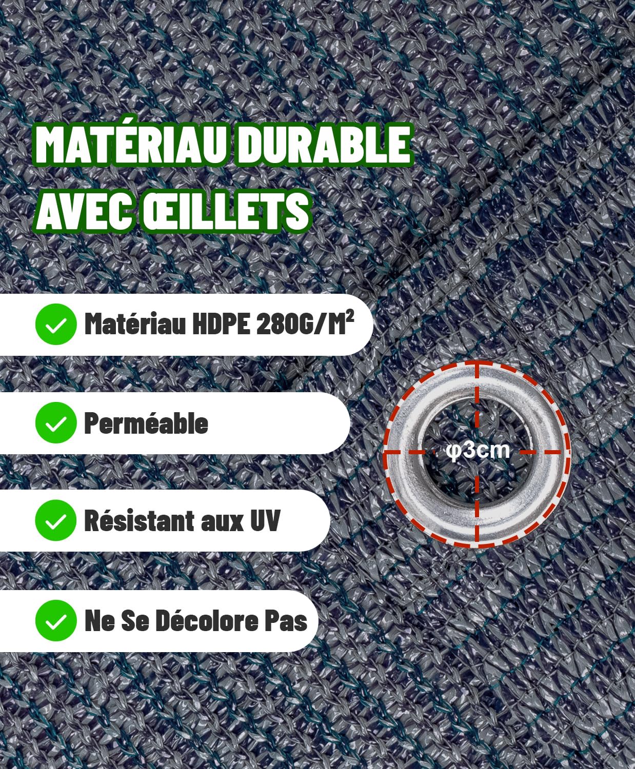 Tapis d'auvent pour Camping Extérieur, Respirant, Antidérapant, Lavable, Différentes Tailles, Contient 4 Piquets