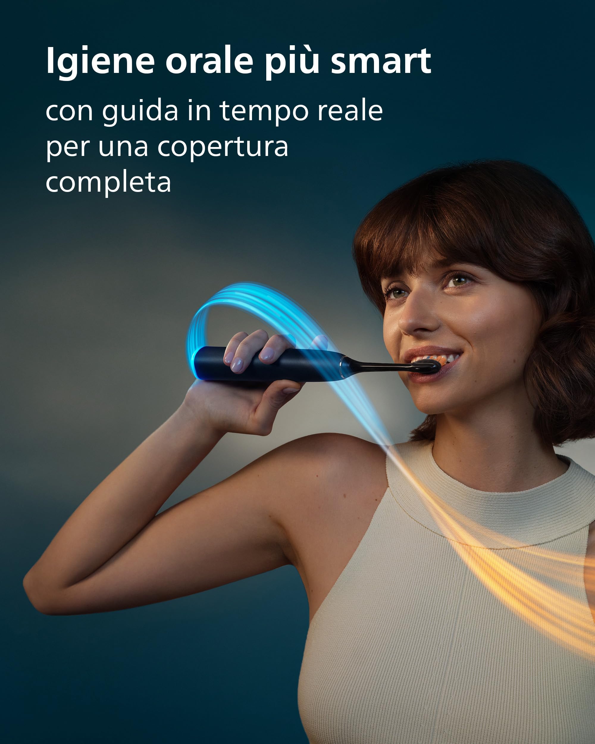 Philips Sonicare Next-Generation DiamondClean 9900 Prestige Spazzolino elettrico - con SenseIQ, Feedback di copertura totale, Feedback di pressione, 24 impostazioni, nero quarzo, HX9813/92