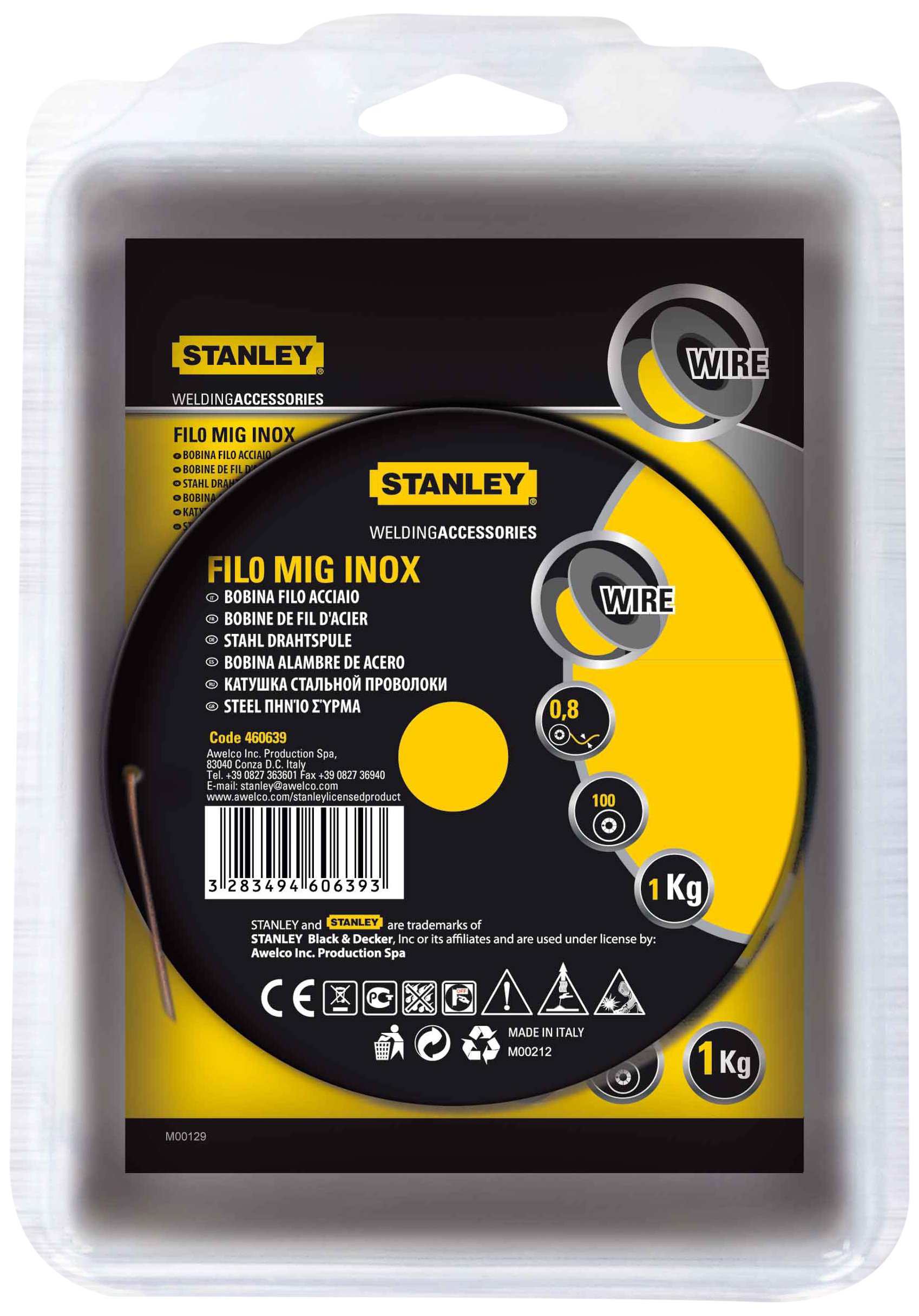 Stanley Bobine fil inox Mig Diamètre 0.8 mm, MIG WELDING WIRE COIL, STAINLESS STEEL, 0.8 MM DIAMETER