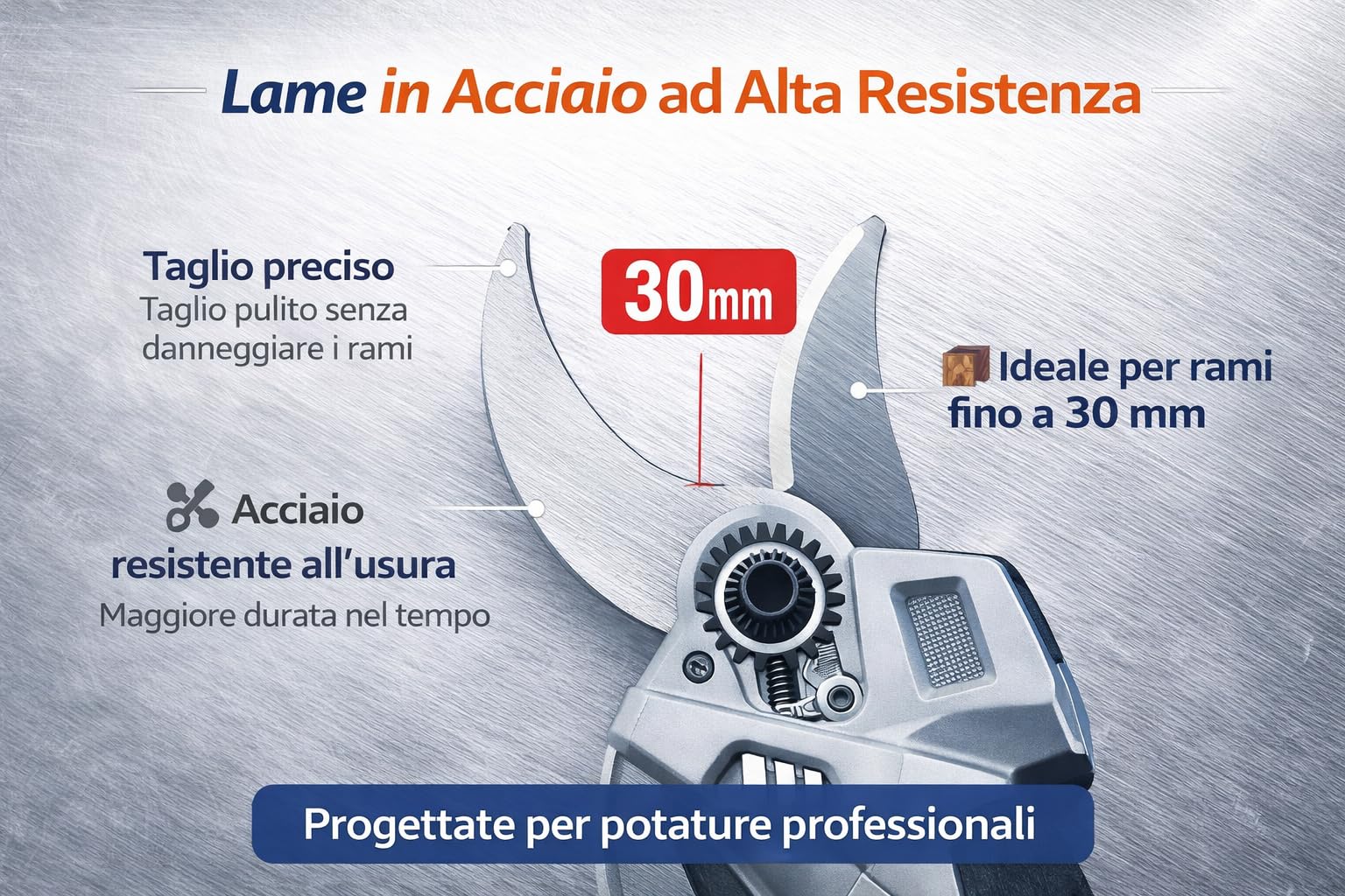 Forbice da Potatura, 2 anni di Garanzia, Doppia Batteria 48V, Kit accessori, Carica Batterie incluso, Cesoia da potatura Elettrica, Cesoie per Giardinaggio